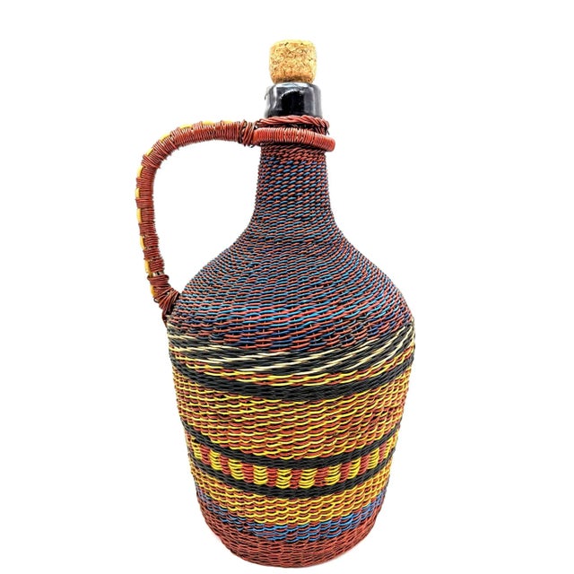 Mediterranean Mid 20th Century Hungarian "Scoubidou" or "Defiance" Wire Woven Jug Bottle For Sale - Image 3 of 12