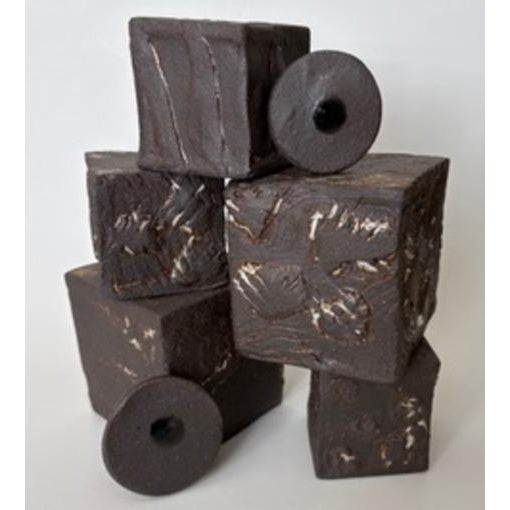 2020s "Cubism Extreme" Artisan Ceramic Black Cubes Set of 5 For Sale - Image 5 of 9