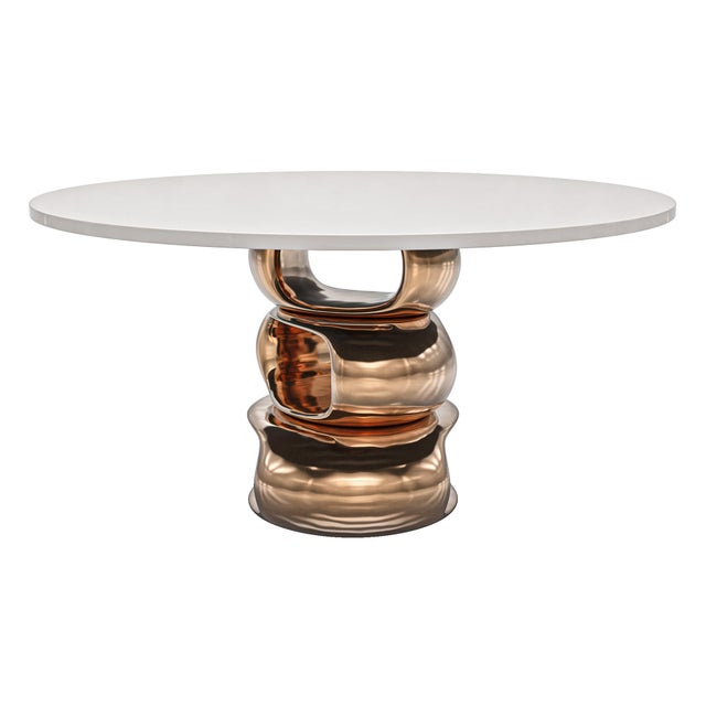Not Yet Made - Made To Order "Magistrale" Round Table With Bronze and Stainless Steel, Handmade For Sale - Image 5 of 6