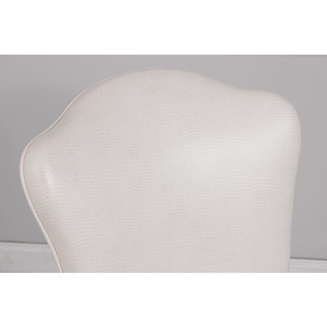 White Set of 4 White Leather Revolving Seat Bar Stools For Sale - Image 8 of 17