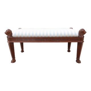 Jeffco Regency Style Lion Head Upholstered Bench For Sale