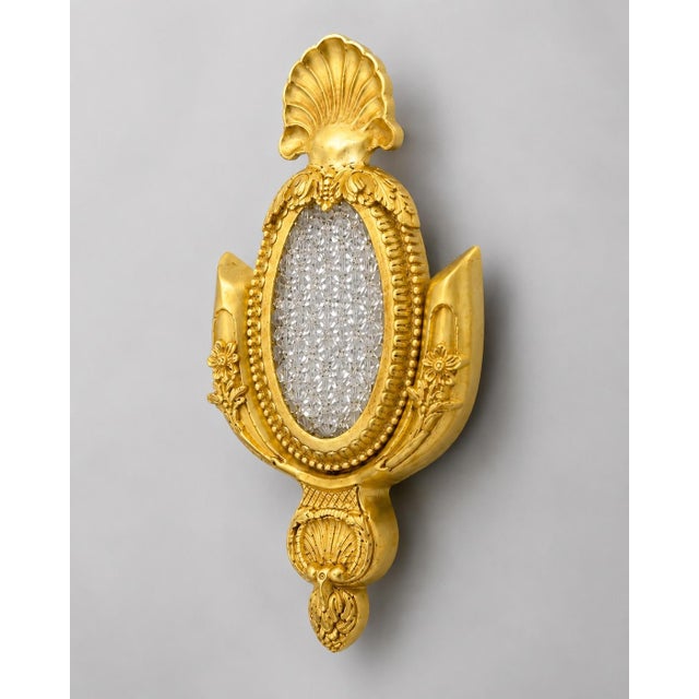 Metal 1970s French Maker Louis XVI Gold Bronze Wall Lamps Sconces-Pair For Sale - Image 7 of 13