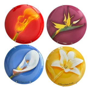 1980s Givenchy Paris Flower Plates Les Fleurs De Parfums Porcelain Serveware- Set of 4