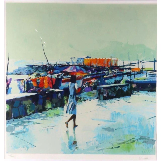 Impressionist 1980s Mid-Century Italian Nicola Simbari "Sorrento" Oversized Signed Limited Edition Serigraph — Framed For Sale - Image 3 of 6