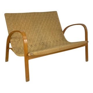 Mid-Century Italian Wood and Chord Lounge Bench For Sale