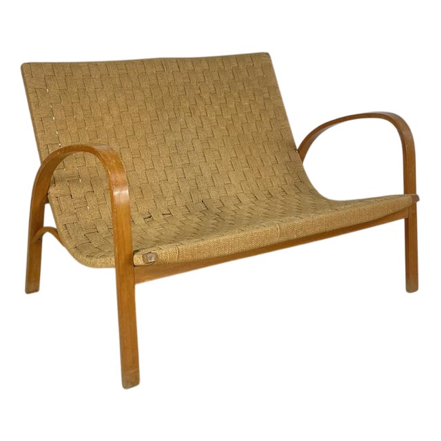 Mid-Century Italian Wood and Chord Lounge Bench For Sale
