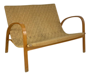 Mid-Century Italian Wood and Chord Lounge Bench