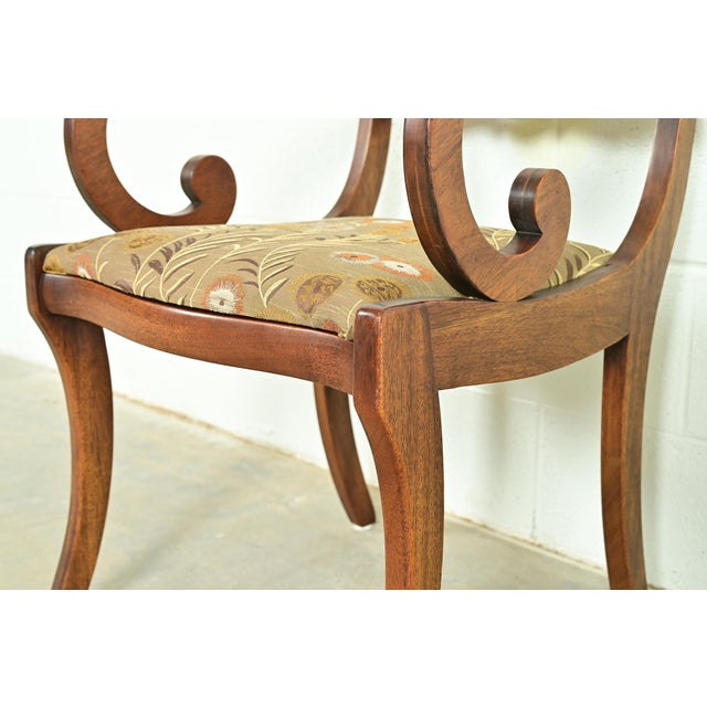 Brown Kindel Furniture Style Regency Carved Solid Mahogany Armchairs, Pair For Sale - Image 8 of 14