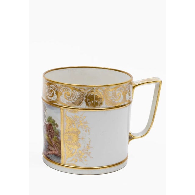 English Large Antique Early 19th Century George III Derby Porcelain Porter's Tankard Mug With Alpine Landscape "In Germany", Circa 1810 For Sale - Image 3 of 12
