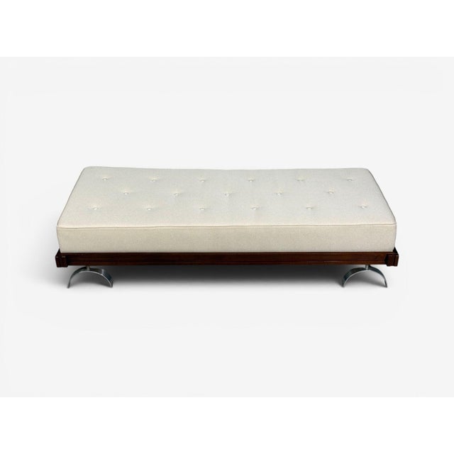 Martin Borenstein, Daybed, Walnut, Steel, Beige Upholstery, Usa, 1960s For Sale - Image 4 of 12