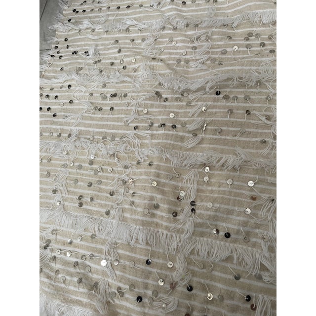 Beige Calypso Home Large Moroccan Wedding Blanket/ Bedspread For Sale - Image 8 of 13