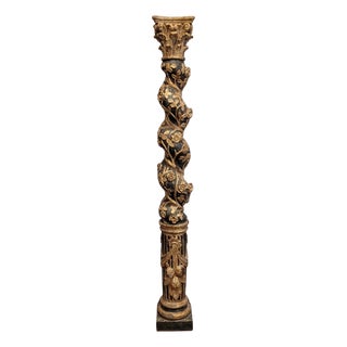 Spanish Artist, Solomon's Column, 18th Century, Gilded and Painted Wood For Sale