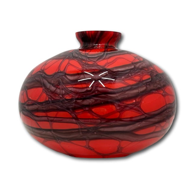 Glass Unusual Large Size Antique Art Deco Czechoslovakian Hand Blown Art Glass Vase by Kralik - Circa 1920s For Sale - Image 7 of 18
