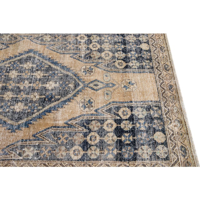 1960s Vintage Persian Distressed Handmade Tribal Beige Wool Rug For Sale In New York - Image 6 of 7