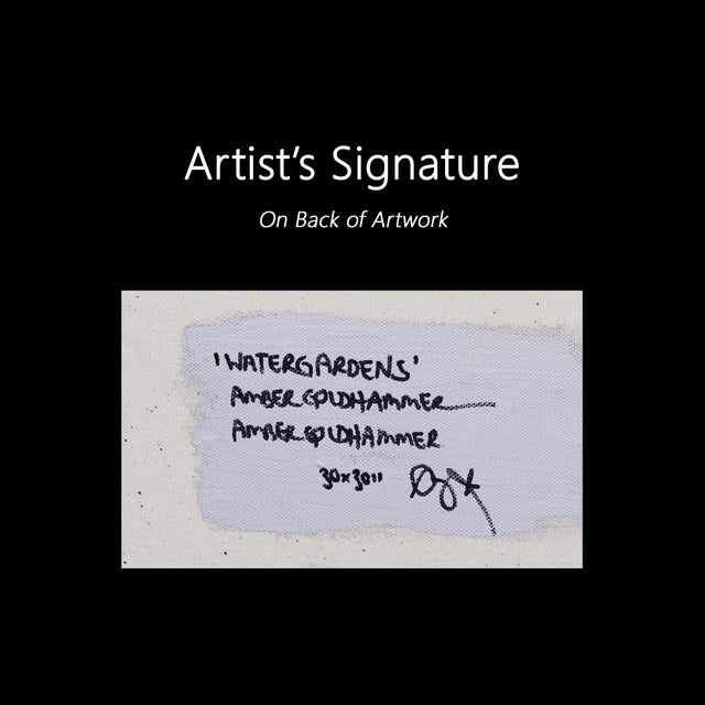 Watergardens - Tranquil Abstract With Aqua and Lush Green Original Artwork by Amber Goldhammer For Sale - Image 9 of 9