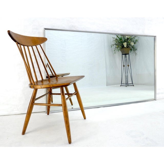 Silver c1960s Large 37x61 Rectangle Solid Aluminum Frame Mid Century Modern Wall Mirror For Sale - Image 8 of 14