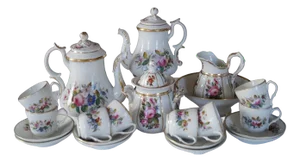 Antique Coffee Service from Porcelaine De Paris, 1870s, Set of 14