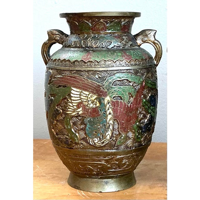 Vintage Asian Cloisonné Urns - A Pair For Sale - Image 9 of 12