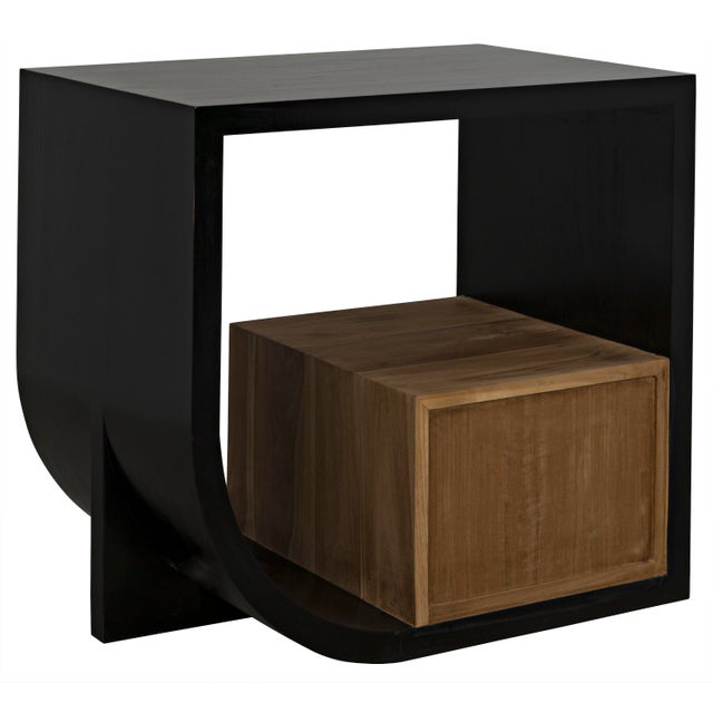 Wood NOIR Burton Right Hand Side Table in Black and Teak For Sale - Image 7 of 11