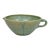 Vintage Primitive Green Glazed Ceramic Pottery Large Mixing Bowl W Handle For Sale
