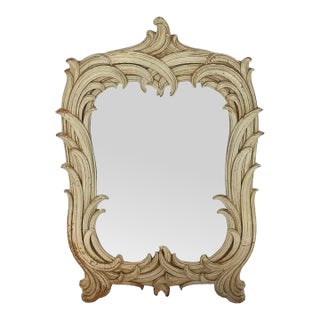 Hollywood Regency Serge Roche Style Palm Leaf Wall Mirror, Sculptural Foliate For Sale