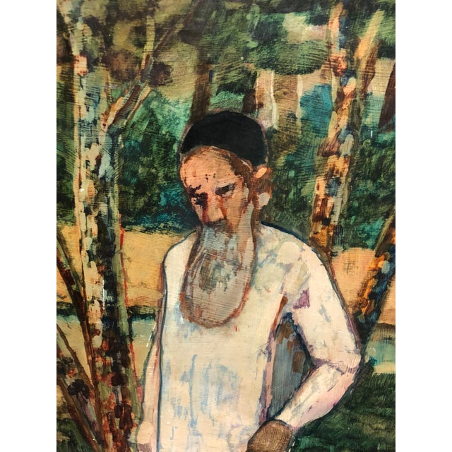 Donald Roy Purdy, Judaica Meditative Rabbi at Prayer in Nature, Large Landscape Oil Painting For Sale - Image 4 of 5