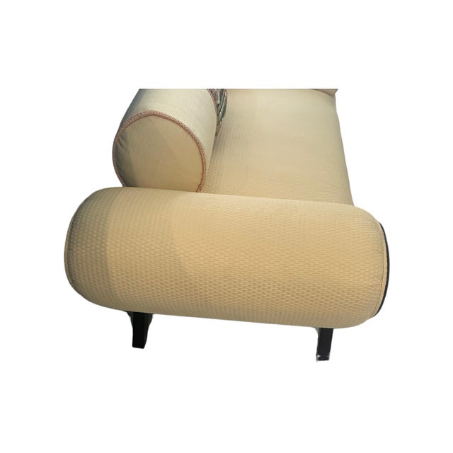 Late 20th Century Sophisticated Designer Wood & Fabric Attributed to Christopher Guy Medea Ottoman Banquette For Sale In Naples, FL - Image 6 of 12