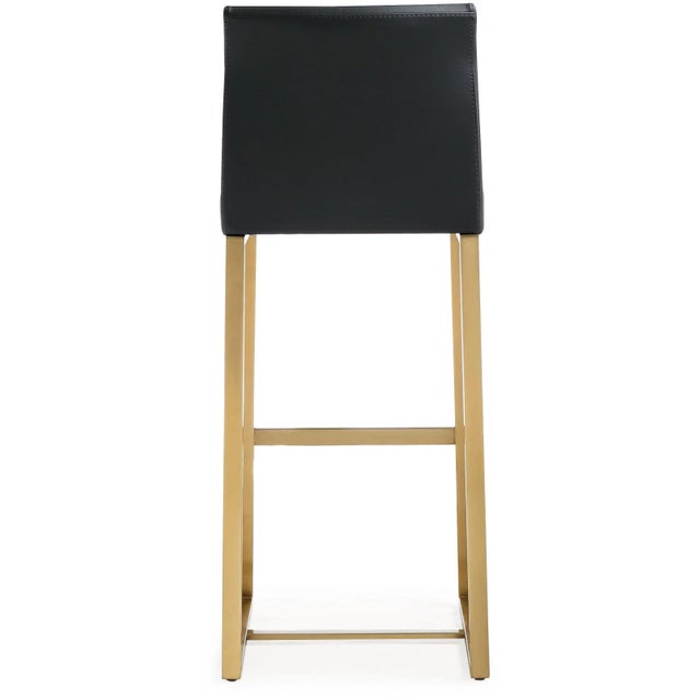 2020s Denmark Black Vegan Leather & Gold Steel Bar Stools - Set of 2 For Sale - Image 5 of 12