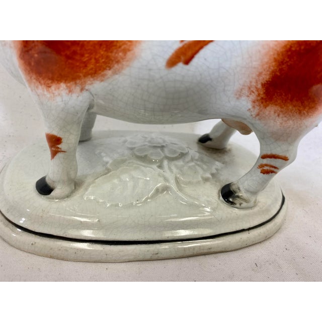 Staffordshire Antique Staffordshire Cow Milk Pitcher / Creamer From England - Circa 19th Century For Sale - Image 4 of 12