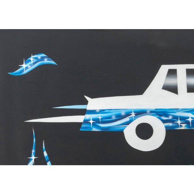 Contemporary Jesse Spears Blue Flame Car Oil on Canvas For Sale - Image 3 of 7