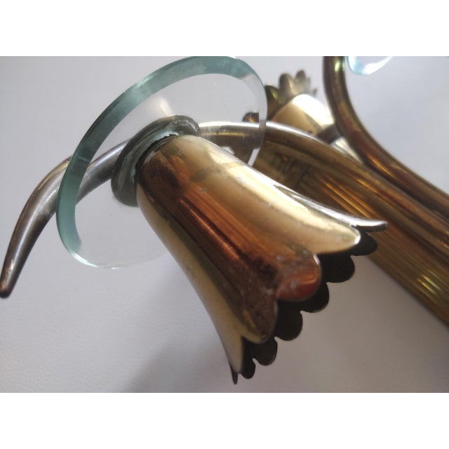 Brass Wall Lamps with Cut Glass, Italy, 1950s, Set of 2 For Sale - Image 6 of 17