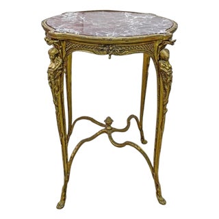 French Louis XV Style Bronze & Marble Table Early 20th Century For Sale
