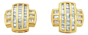 Plus Shaped Cross Diamond Baguette Earrings 1.50cttw 14k Yellow Gold, 2 Pieces