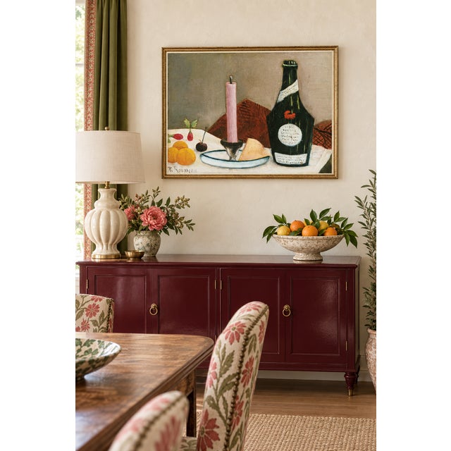 French 1908 Vintage French Still Life Art Print With Pink Candle by Henri Rousseau - 32" X 24" For Sale - Image 3 of 8