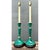 This pair of vintage candlestick table lamps is dressed in a bold faux malachite finish, with swirling concentric bands...