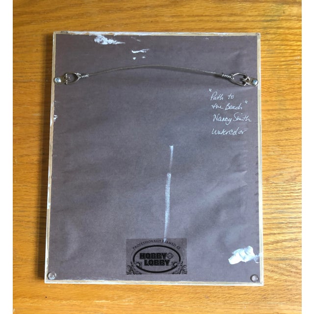 Contemporary “Path to the Beach” Signed Original Framed Watercolor Seascape by Nancy Smith For Sale - Image 3 of 4