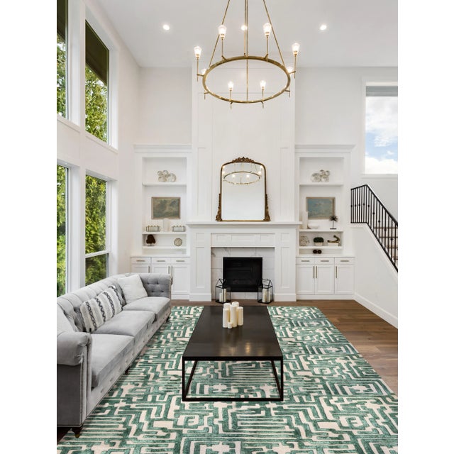 Contemporary Theseus Hand-Tufted Maze Rug, Boxwood Green, 9x12 For Sale - Image 3 of 6