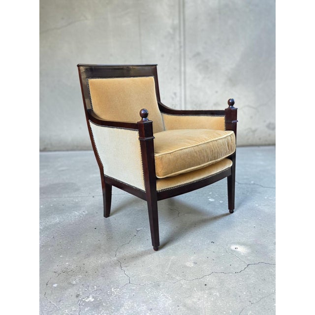 Baker Furniture Federal Revival Mahogany Upholstered Armchair With Ball Finials, Late 20th Century For Sale In Washington DC - Image 6 of 9