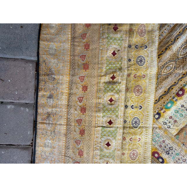 Vintage Indian Metallic Brocade Spread / Coverlet, 88” X 102” For Sale - Image 10 of 12