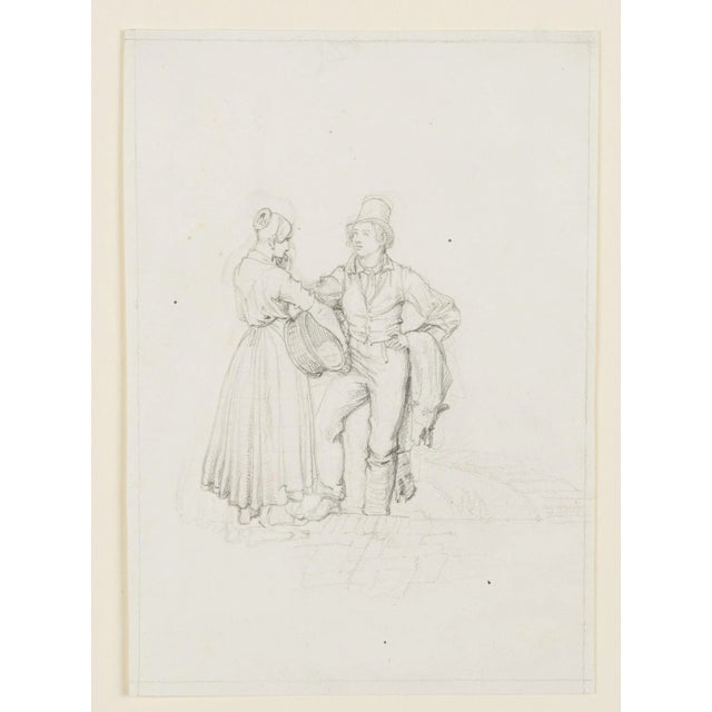 Michael Neher (1798 Munich - 1876 ibid.): Man and woman in conversation, c. 1830, PencilTechnique: Pencil on PaperDate: c....