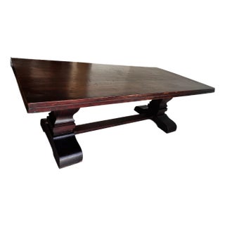 Solid Wood Spanish Revival Trestle Dining Table For Sale