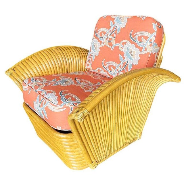 1930s Restored Rattan "Golden Girls" Sofa & Lounge Chairs Livingroom Set For Sale - Image 5 of 14