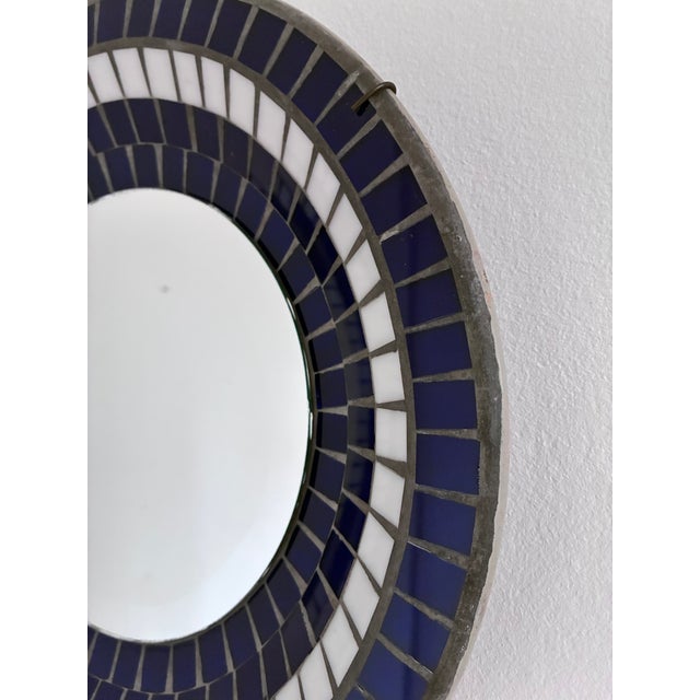 Glass Vintage Danish Round Mosaic Wall Mirror, Marked B. J. H. Moller, 1970s For Sale - Image 7 of 9