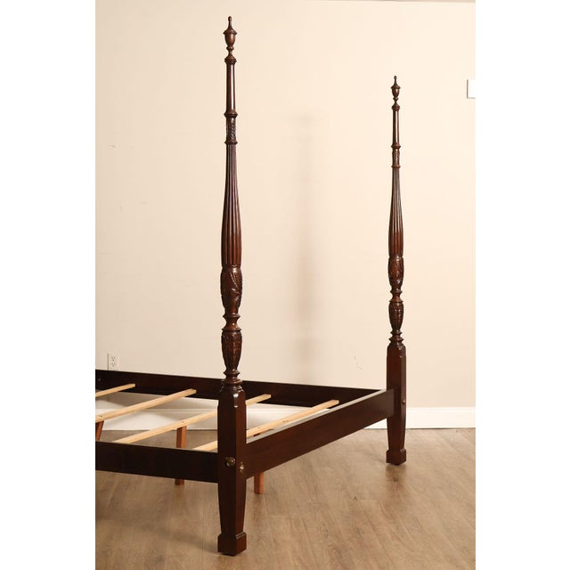 Late 20th Century Ethan Allen Georgian Court Cherry King Four Poster Bed Frame For Sale - Image 5 of 18