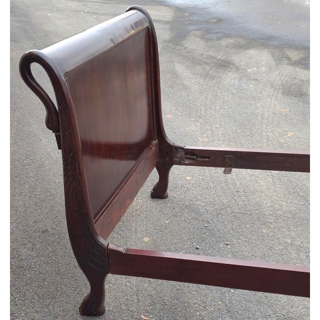 19th Century American Empire Carved Swan Mahogany Single Size Sleigh Daybed For Sale - Image 13 of 14
