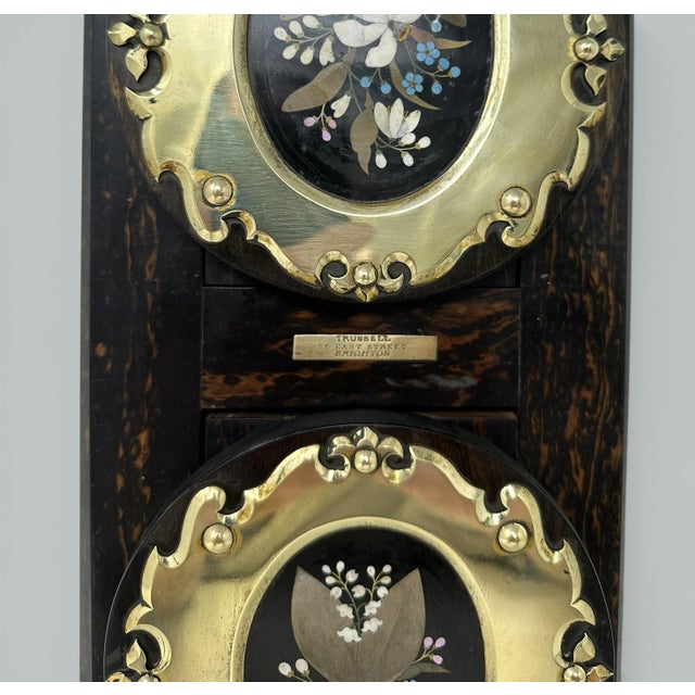 Mid 19th Century Antique Cormandel Wooden Brass Inlaid Book Slide Pietra Dura by George Betjemann For Sale - Image 5 of 8