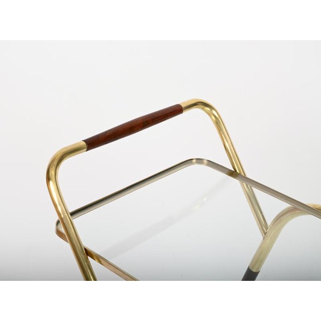 1950s Brass and Walnut Bar Cart by Cesare Lacca, Italy, 1950s For Sale - Image 5 of 14