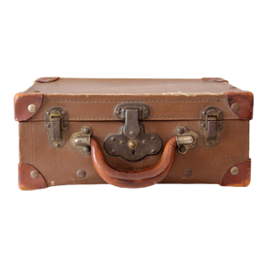 Vintage Miniature Leather Suitcase Travel Case