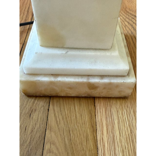 Vintage Alabaster Column Lamp Pair For Sale - Image 14 of 18