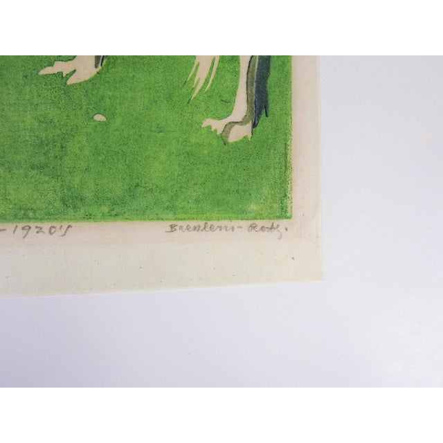 1922 color linocut on thin Japan paper of Borzoi dog by Norbertine Bresslern-Roth (1891-1978) Austria. Bresslern-Roth was...